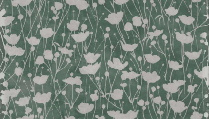 Shimmering Poppies Wallpaper Green Silver wallpaper by York Wallcoverings