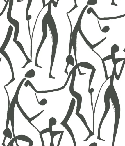Joyful Dancers Wallpaper Carbon Black wallpaper by York Wallcoverings