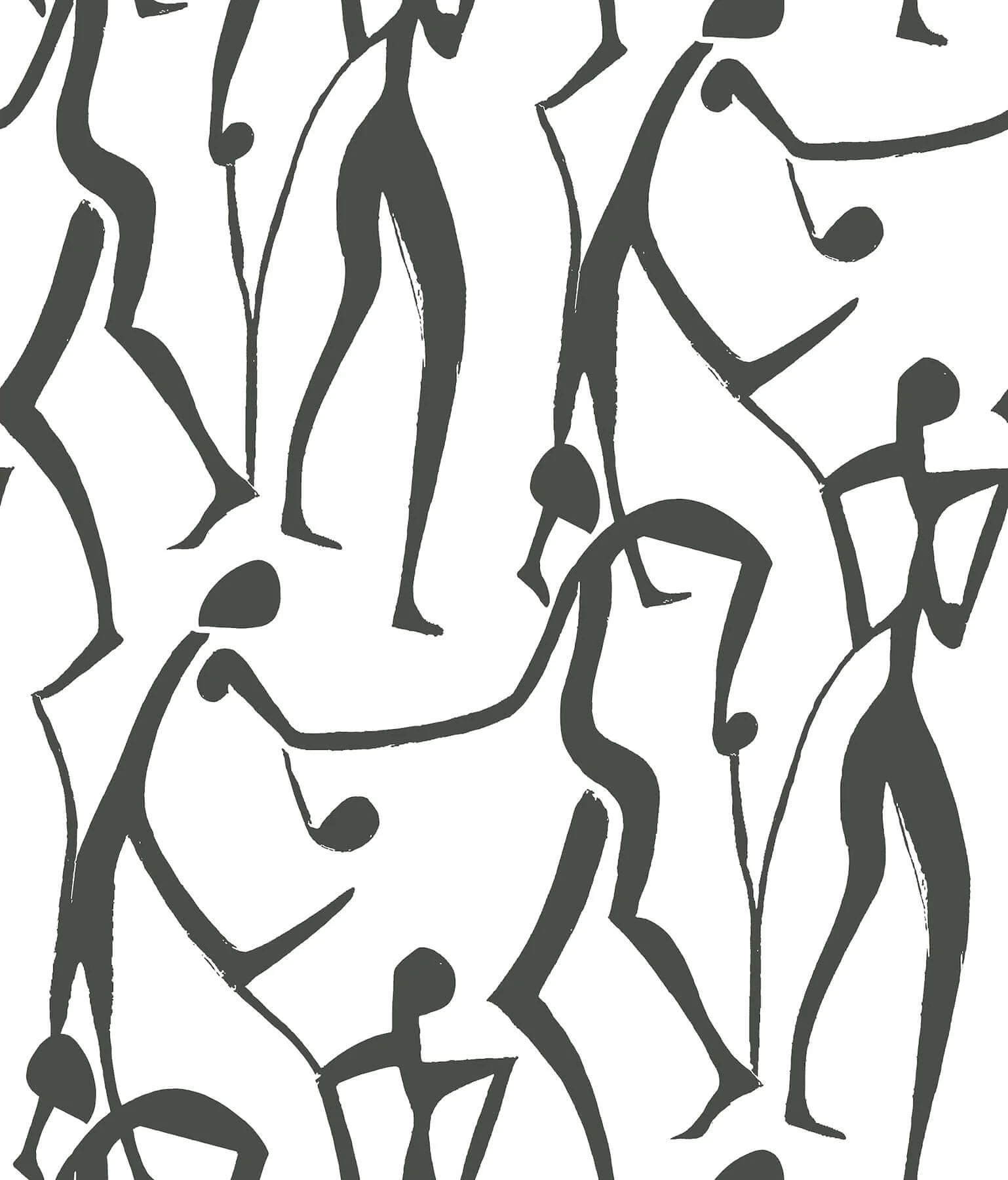 Joyful Dancers Wallpaper Carbon Black wallpaper by York Wallcoverings
