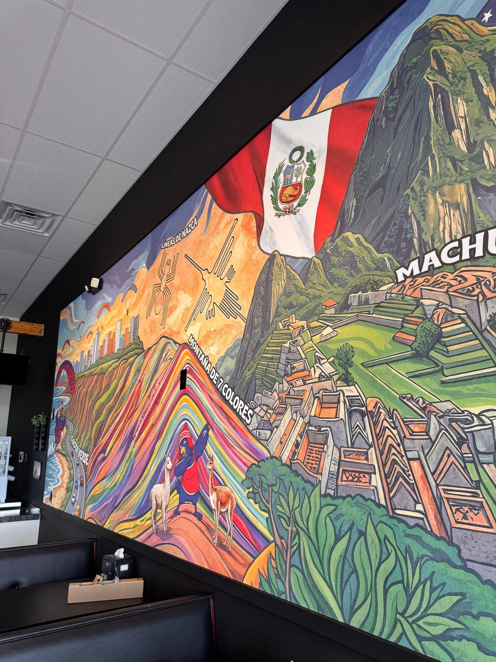 Peruvian-themed restaurant — custom wallpaper close-up, Houston install