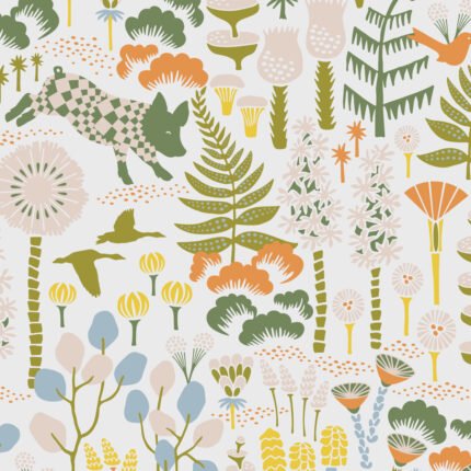 HOPPMOSSE IVORY AND MULTI Wallpaper by Schumacher BORÅSTAPETER Wallpaper SCH-1450