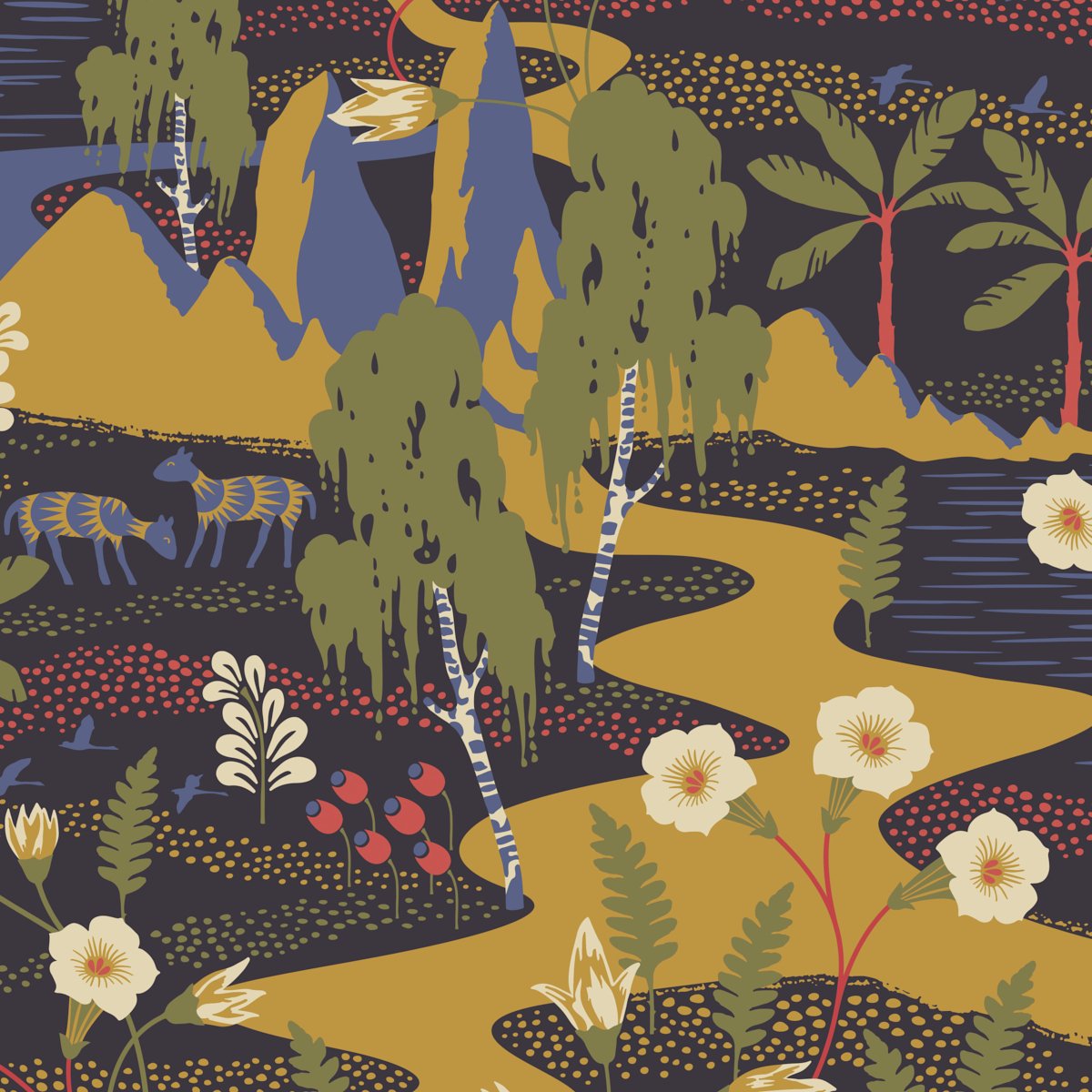 FLYTTFRÖ MULTI Wallpaper by Schumacher Multi