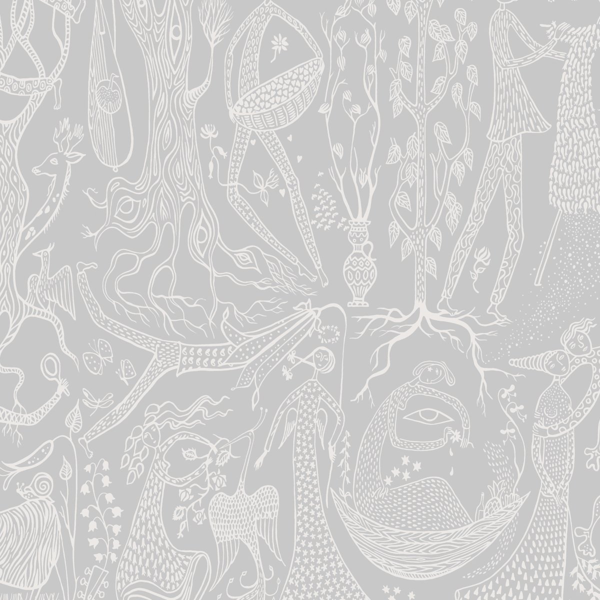 POÈME D'AMOUR GREY Wallpaper by Schumacher Grey