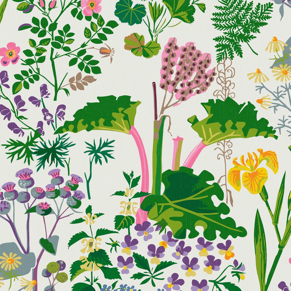 RABARBER IVORY MULTI Wallpaper by Schumacher Ivory Multi