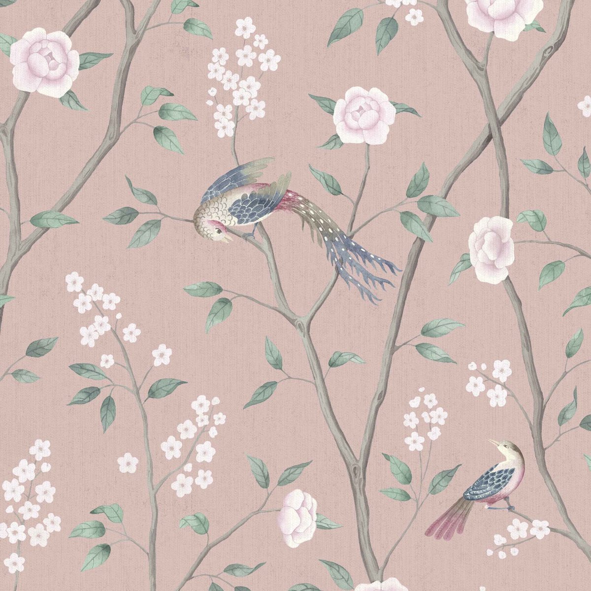 PARADISE BIRDS BLUSH SHIMMER Wallpaper by Schumacher Blush Shimmer