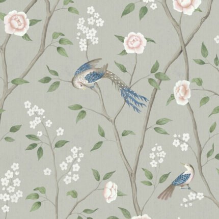 PARADISE BIRDS MINERAL SHIMMER Wallpaper by Schumacher
