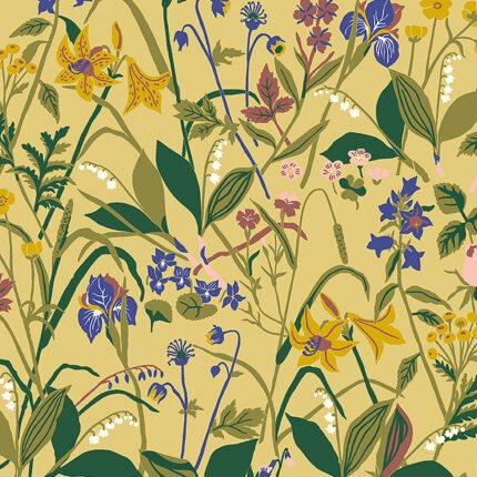 ROS OCH LILJA OCHRE Wallpaper by Schumacher BORÅSTAPETER Wallpaper SCH-1963