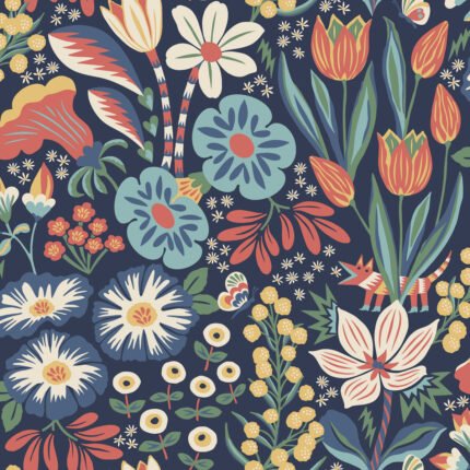 TRÄDGÅRDEN MIDNIGHT MULTI Wallpaper by Schumacher BORÅSTAPETER Wallpaper SCH-2095
