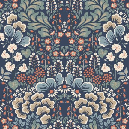 BLOMSTERVALL MIDNIGHT MULTI Wallpaper by Schumacher