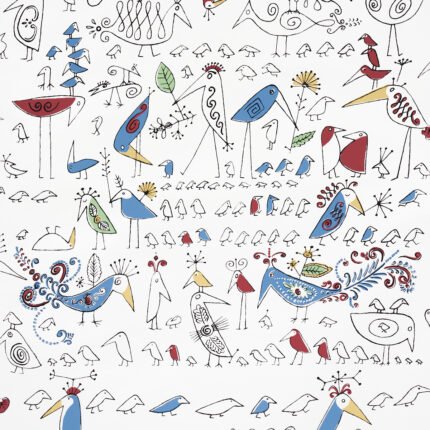 Aviary MULTI ON WHITE Wallcovering by Schumacher