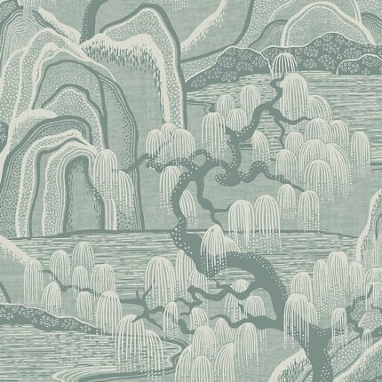 INDIGO GARDEN MINERAL Wallpaper by Schumacher BORÅSTAPETER Wallpaper SCH-3131