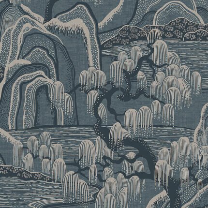 INDIGO GARDEN BLUE Wallpaper by Schumacher BORÅSTAPETER Wallpaper SCH-3133