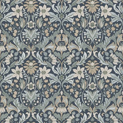 BLOMSTERFRÖJD INDIGO Wallpaper by Schumacher BORÅSTAPETER Wallpaper SCH-3292
