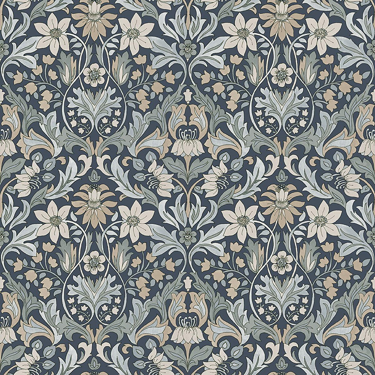 3292.jpg BLOMSTERFRÖJD INDIGO Wallpaper by Schumacher BORÅSTAPETER Wallpaper SCH-3292