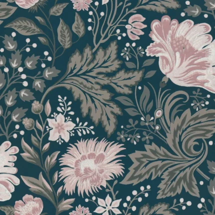 Ava Dark Blue Floral Wallpaper by Sandberg