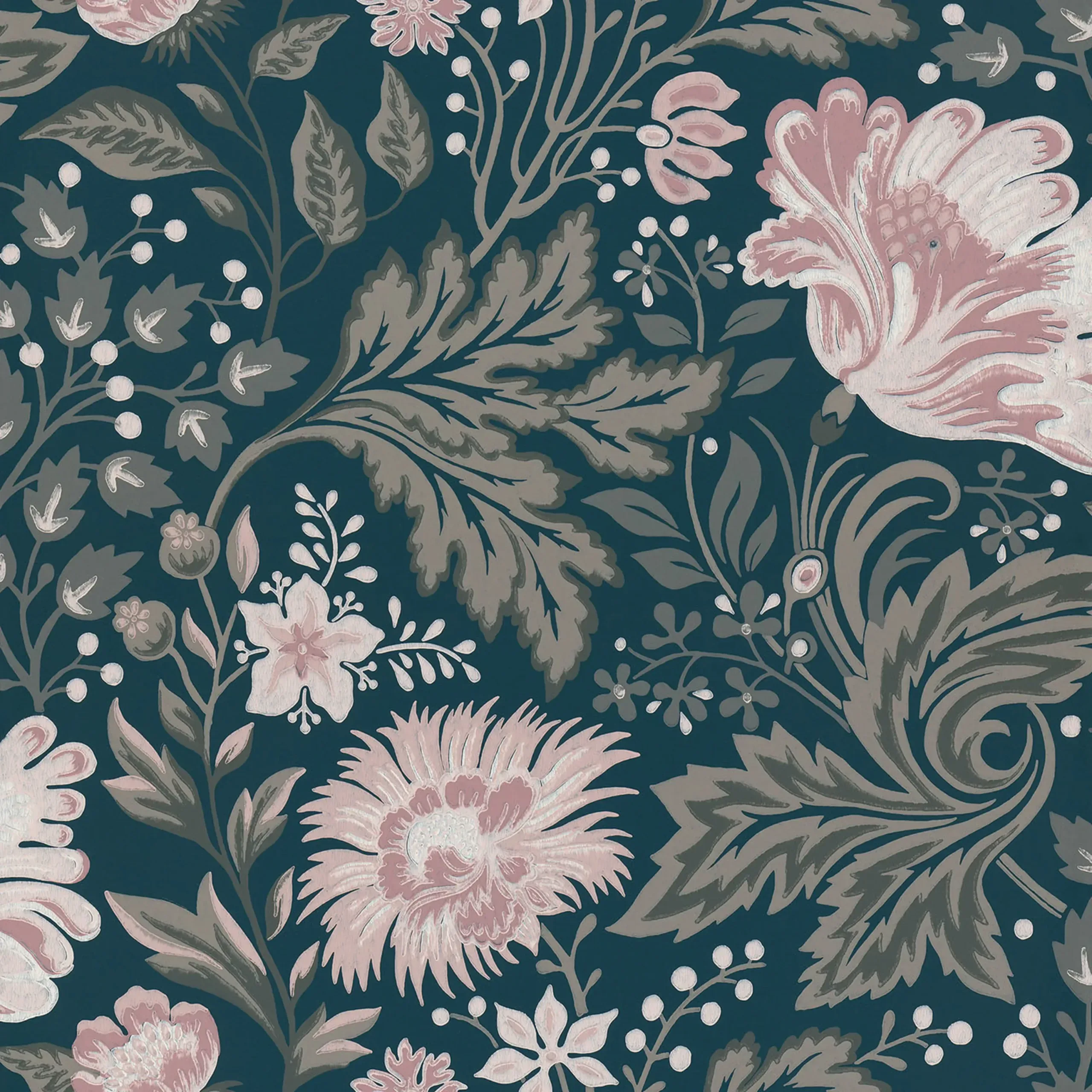 Ava Dark Blue Floral Wallpaper by Sandberg