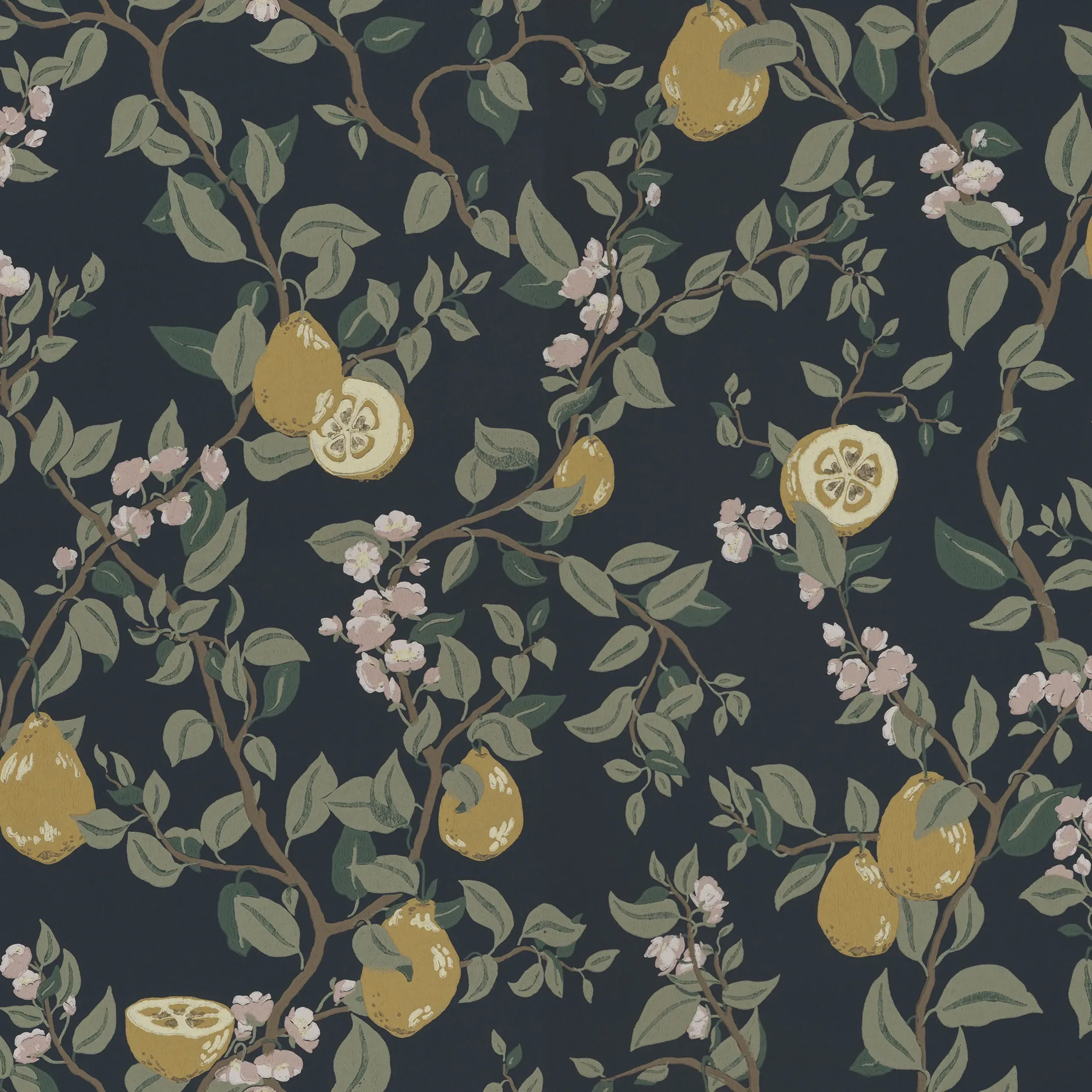 Kvitten Midnight Blue Floral Wallpaper by Sandberg