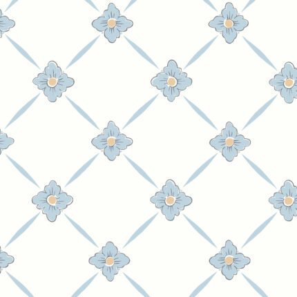 LINNÉ BLUE AND GOLD Wallpaper by Schumacher