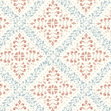 NYBORG BLUE AND RED Wallpaper by Schumacher BORÅSTAPETER Wallpaper SCH-4514