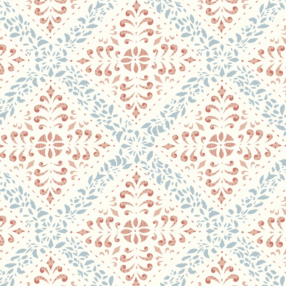4514.jpg NYBORG BLUE AND RED Wallpaper by Schumacher BORÅSTAPETER Wallpaper SCH-4514