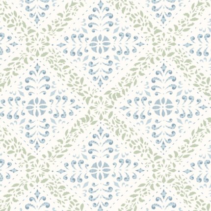 NYBORG BLUE AND GREEN Wallpaper by Schumacher