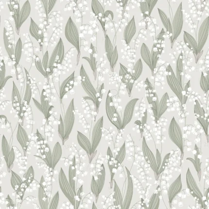 Liljekonvalj Spring Green Floral Wallpaper by Sandberg