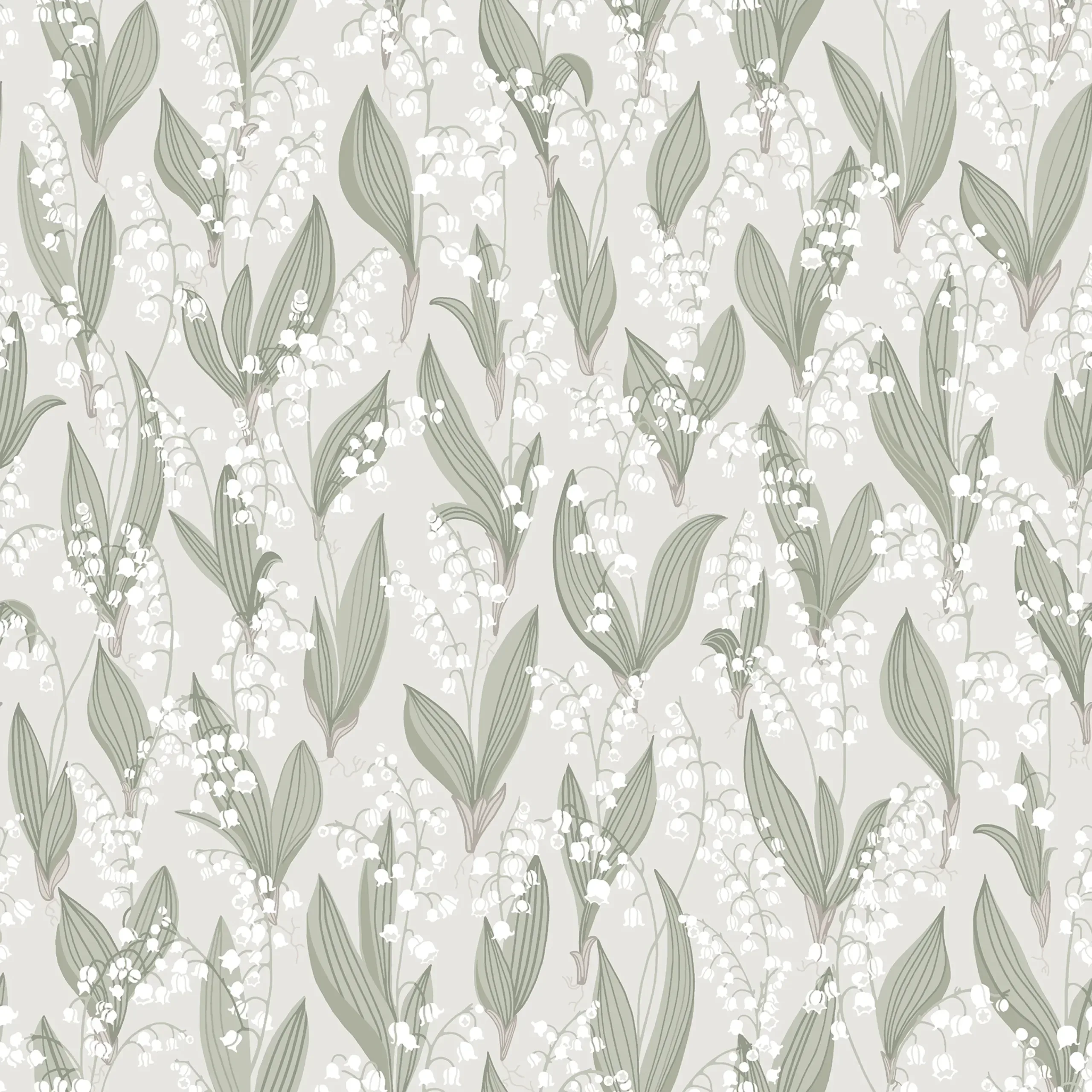 Liljekonvalj Spring Green Floral Wallpaper by Sandberg