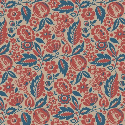 ELISE RED AND BLUE Wallpaper by Schumacher BORÅSTAPETER Wallpaper SCH-4816