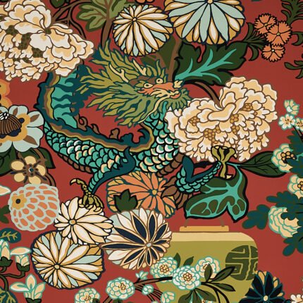 CHIANG MAI DRAGON LACQUER Wallpaper by Schumacher