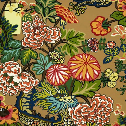 CHIANG MAI DRAGON MOCHA Wallpaper by Schumacher