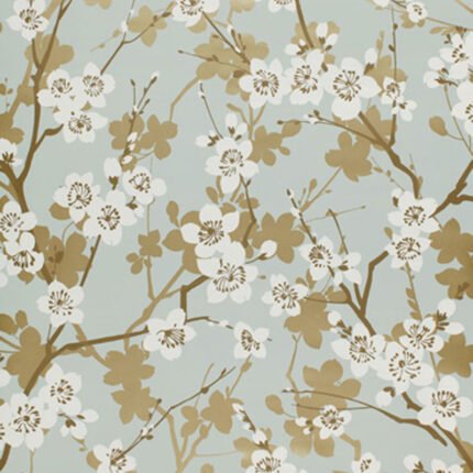 MING CHERRY BLOSSOM AQUA Wallpaper by Schumacher