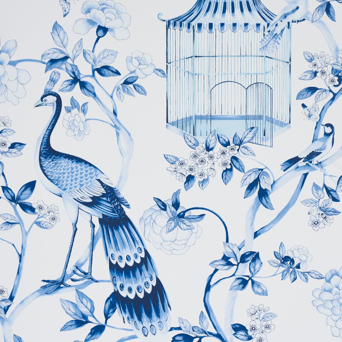 5004081.jpg Oiseaux Et Fleurs PORCELAIN Wallpaper by Schumacher - Image 1