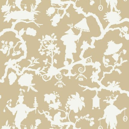 SHANTUNG SILHOUETTE PRINT SAND Wallpaper by Schumacher