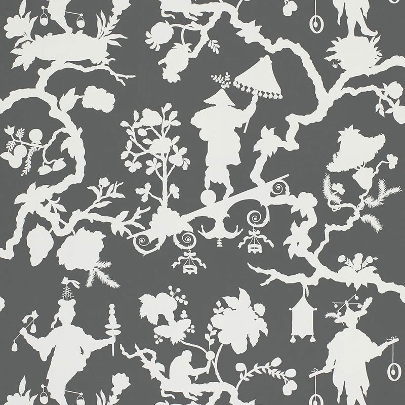 5005151.jpg SHANTUNG SILHOUETTE PRINT SMOKE Wallpaper by Schumacher - Image 1