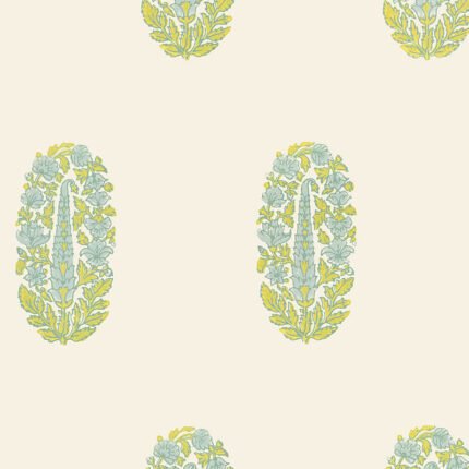ASKANDRA FLOWER PEAR & WATER BLUE Wallpaper by Schumacher
