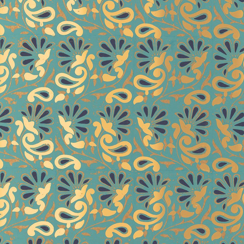 5005343.jpg RAMPURA TURQUOISE Wallpaper by Schumacher - Image 1