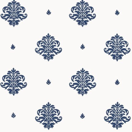 MAYLA DAMASK NAVY Wallpaper by Schumacher