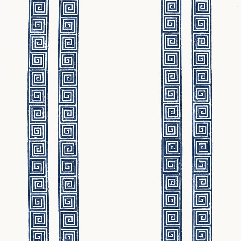 5005361.jpg GREEK KEY STRIPE NAVY Wallpaper by Schumacher - Image 1