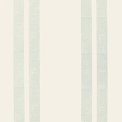 GREEK KEY STRIPE WATER BLUE Wallpaper by Schumacher