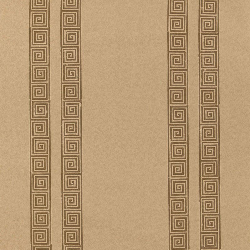 5005364.jpg GREEK KEY STRIPE TABAC Wallpaper by Schumacher - Image 1