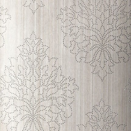 BEADED DAMASK ZINC Wallcovering by Schumacher Modern Glamour Wallpaper SCH-5005662