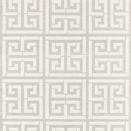 GREEK KEY SISAL SILVER Grasscloth Wallcovering by Schumacher