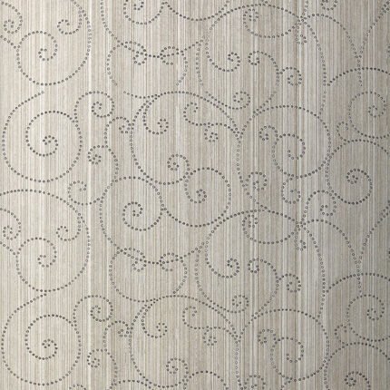 BEADED SCROLL PEWTER Wallcovering by Schumacher