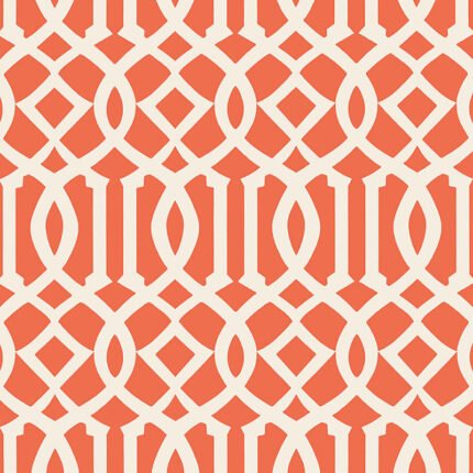 IMPERIAL TRELLIS II IVORY / MANDARIN Wallpaper by Schumacher