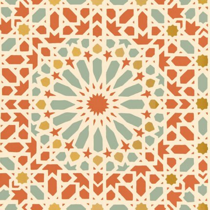 Nasrid Palace Mosaic PERSIMMON Wallpaper by Schumacher