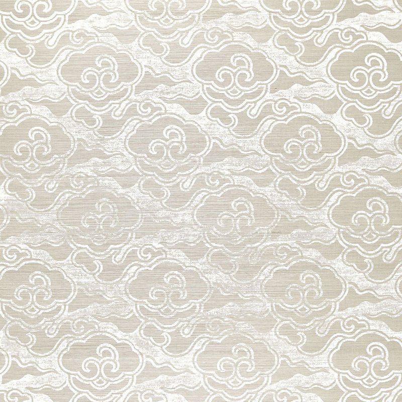 CIRRUS CLOUDS FOG & CHALK Grasscloth Wallcovering by Schumacher 