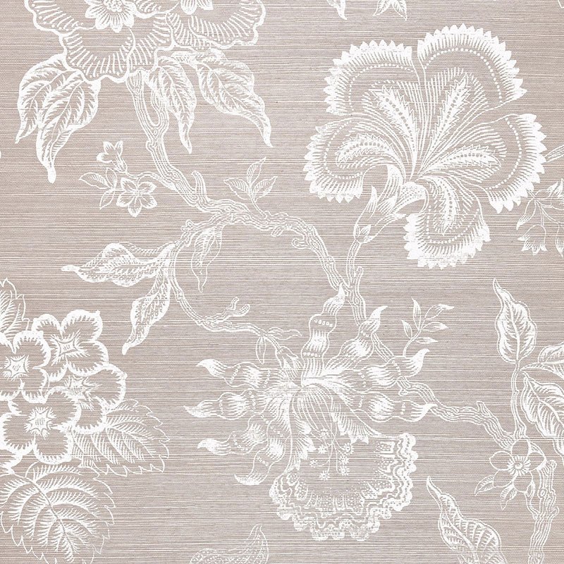 HOTHOUSE FLOWERS SISAL HAZE & CHALK Grasscloth Wallcovering by Schumacher 