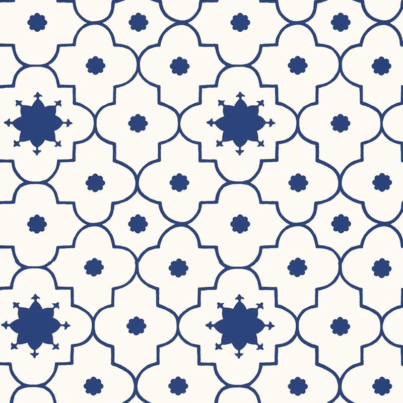 5006620.jpg TAJ TRELLIS JAIPUR BLUE Wallpaper by Schumacher - Image 1