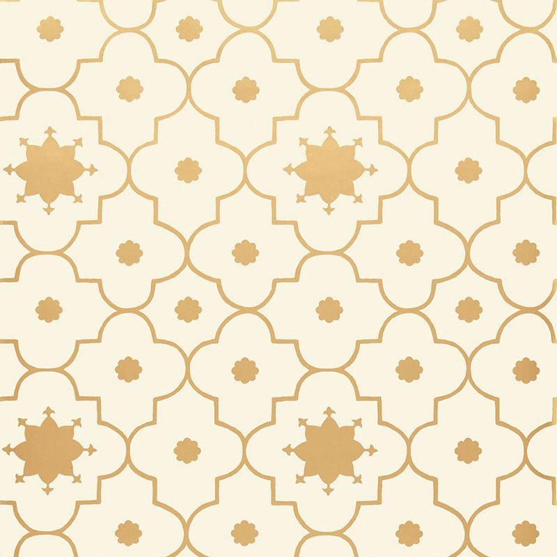 5006624.jpg TAJ TRELLIS BURNISHED GILT Wallpaper by Schumacher - Image 1