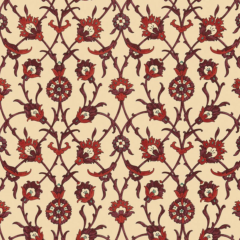 5006702.jpg SULTAN'S TRELLIS POMEGRANATE Wallpaper by Schumacher - Image 1